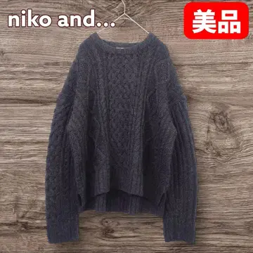 niko and - 케이블 짜임 니트 다크 그레이 루즈핏 3 울 혼방