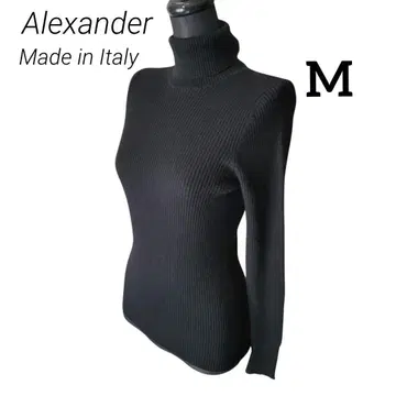 미사용 새상품 이탈리아제 터틀 니트 블랙 Alexander M