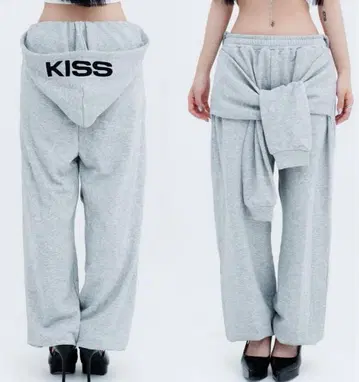 kiss the club hoodied sleeve sweat pants
