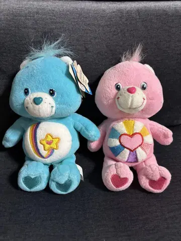 케어베어 봉제 인형 파랑 핑크 세트
