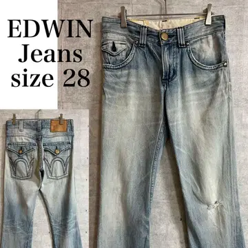 EDWIN BLUE TRIP 데님 팬츠 데미지 라이트 블루 사이즈 28