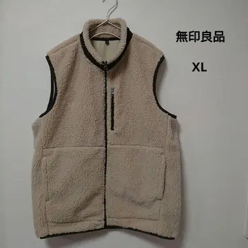 무인양품 XL 플리스 베스트 베이지 남성용