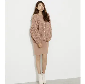 rienda 볼륨 가든 세트 타이트 원피스 라이트 오렌지