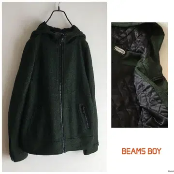 빔즈 보이 충전솜 퀼팅 혼방 울 후드 블루종 자켓
