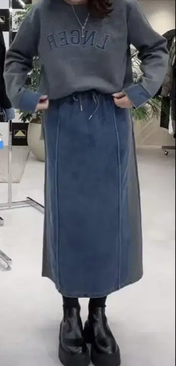 ABITOKYO 속기모 셋업 트레이닝복 스커트 데님 절개