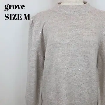 grove 그로브 베이지 니트 스웨터 M 사이즈 라메 혼방 새상품급