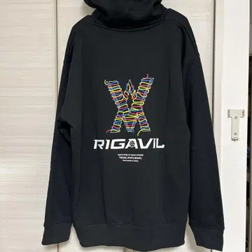 RIGAVIL 속기모 컬러풀 로고 후드티