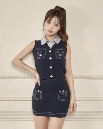 다리치 스티치 DD 로고 니트 셋업