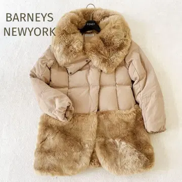 새상품급 BARNEYS NEWYORK 퍼 절개 다운 베이지 사이즈 40