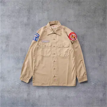 USA Dickies 워크 셔츠 와펜 포함 베이지