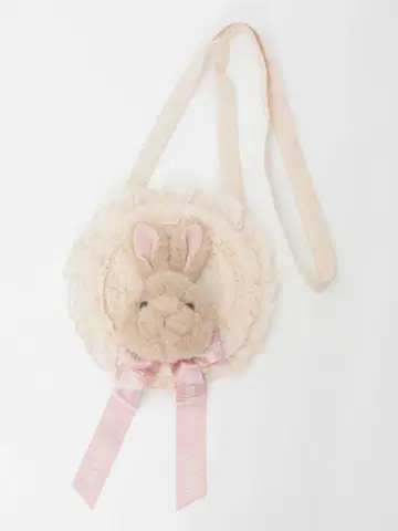토끼 얼굴 인형 부착 서클 프릴 미니백
