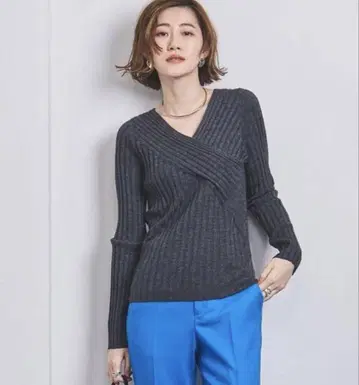새상품급 유나이티드 애로우즈 리브 크로스 니트