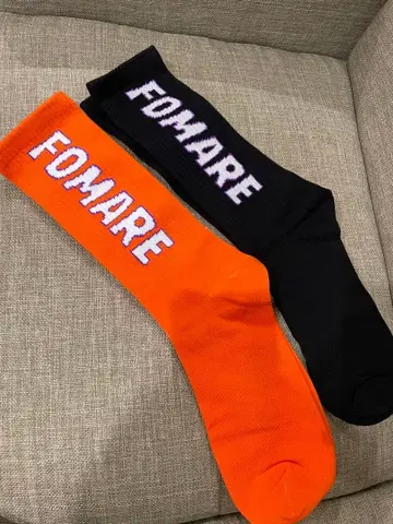 FOMARE 로고 양말 오렌지 블랙 2족 세트