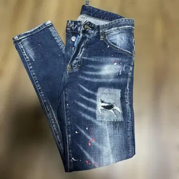 데미지 가공 슬림핏 데님