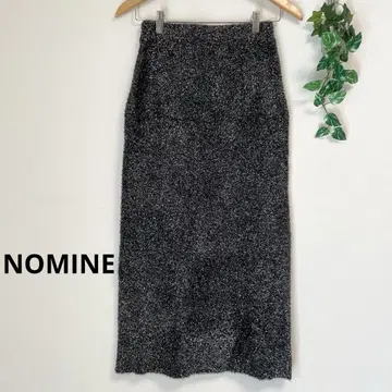 NOMINE*블랙 아바하우스 라메 샤기 니트 타이트 스커트 노미네