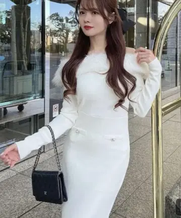 GRL 오프숄더 퍼 니트 원피스 dr740