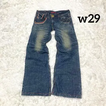 새상품급 y2k 리오베라 부츠컷 데님 히게 그런지 로우라이즈 w29