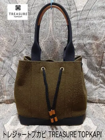 트레저 탑카피 TREASURE TOPKAPI 천연 가죽 콤비 숄더 토트백