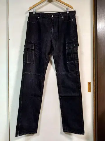 MACK DADDY 블랙 데님 카고 팬츠 W36 XL 맥대디