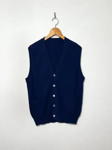 빈티지 캐시미어 니트 베스트 네이비 울