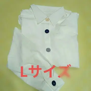 화이트 긴팔 셔츠 L 컬러풀 버튼