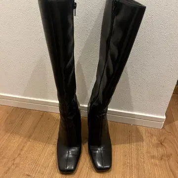 [ 새상품급 ] ZARA 힐 롱 부츠 사이드 지퍼 23cm 블랙