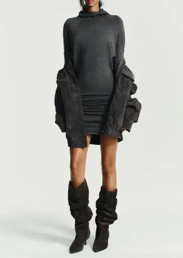 100% 소가죽 브라운 스웨이드 힐 부츠 ZARA