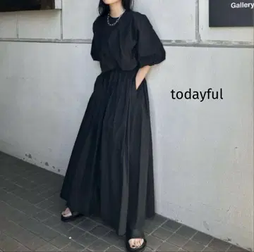 새상품 TODAYFUL 코튼 개더 스커트 블랙 인기 완판 롱 스커트