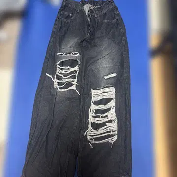 데미지 가공 배기 데님