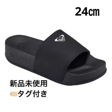 택 포함 미사용 새상품 ROXY 록시 통굽 슬라이드 샌들 24cm 블랙