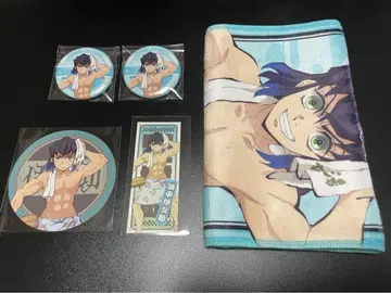 귀멸의 칼날 하시비라 이노스케 극락탕 캔뱃지 코스터 특전 머플러 타월