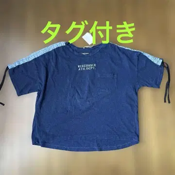 택 포함 큐브 슈가 소매 셔링 인디고 x 데님 사용 돌먼 T