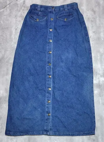 80'sVintage RHYTHM BLUE 데님 롱 스커트 레트로