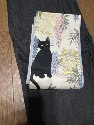 데님 기모노 겉옷 블랙 반폭 오비