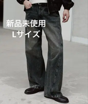 wymlidnm 빈티지 워시드 커브드 데님 L