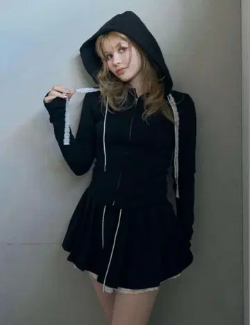 택 포함 새상품 andmary Mimi 레이스 후드 세트업