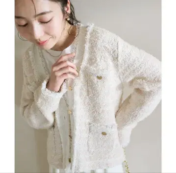 La boutique BonBon 팬시 트위드 니트 가디건