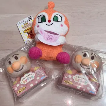 [ 새상품 미사용 ] 폭신 컬러 마스코트 호빵맨 2개 | 짤랑이 1개