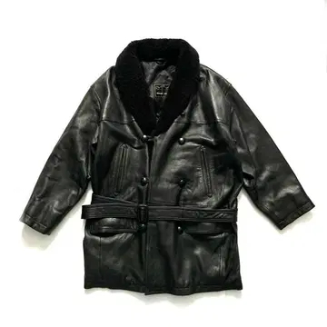 옷깃 보아 양가죽 램 가죽 카 코트 더블 브레스트 빈티지 벨트 포함