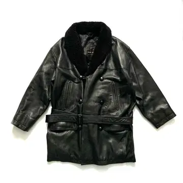 옷깃 보아 양가죽 램 가죽 카 코트 더블 브레스트 빈티지 벨트 포함