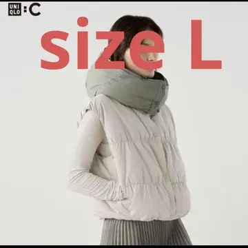 유니클로 C UNIQLO:C 다운 크롭 베스트 베이지 L 사이즈