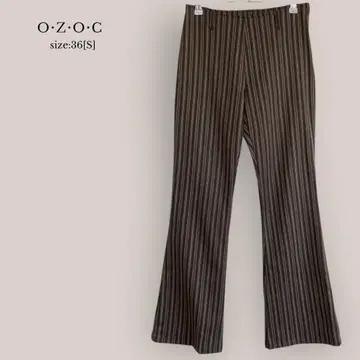 O Z O C 새상품급 플레어 팬츠 스트라이프 스트레치 롱 레그 36