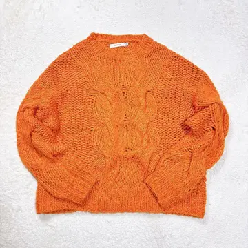 MOUSSY 마우지 케이블 니트 스웨터 오렌지 프리 오버 사이즈