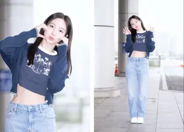 TOMMY TEE 티셔츠 크롭 숏 나연 타미힐피거 청바지