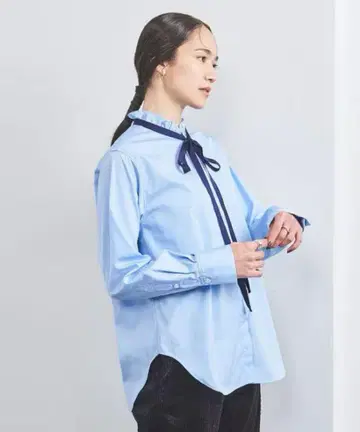 UNITED ARROWS 프릴 리본 보타이 블라우스
