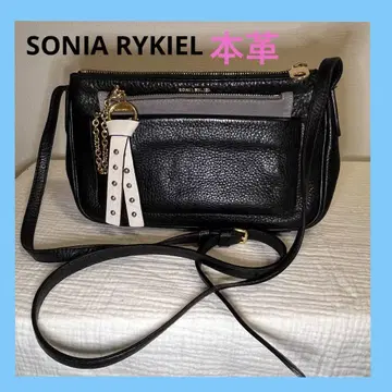 천연 가죽 주름 블랙 소니아 리키엘 SONIA RYKIEL 숄더백 파우치