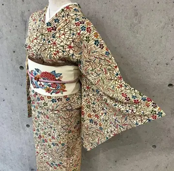 순수 실크 염색 코몬 이중 기모노