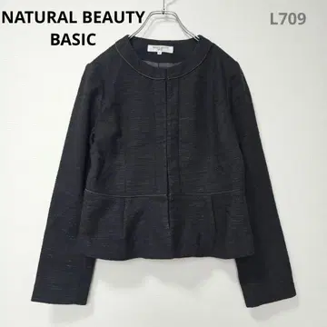 내추럴 뷰티 베이직 노카라 자켓 블랙 M 깔끔한