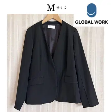 새상품급! GLOBAL WORK 블랙 워셔블 V넥 노카라 자켓 M