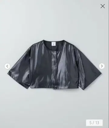 6(ROKU) 폴리에스테르 새틴 크롭 상의 블랙 가격 인하